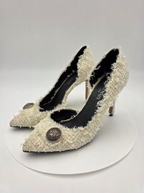 Balmain Julie Tweed D'Orsay Pumps in White
